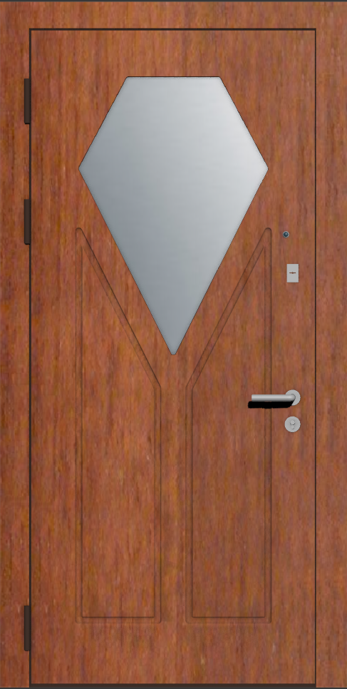Современная входная дверь шпон с зеркалом